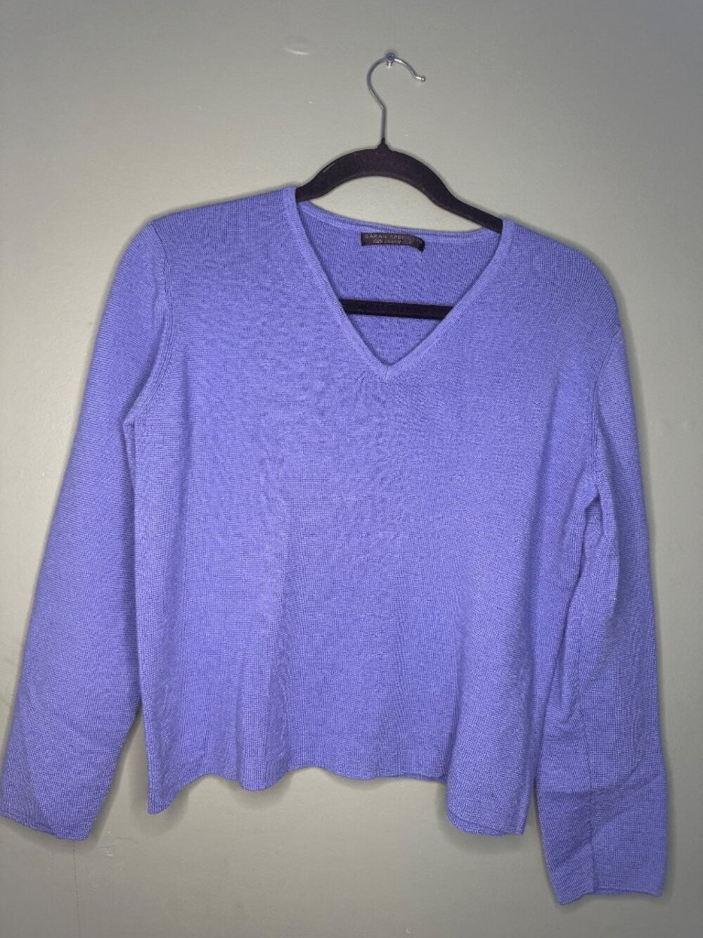 Sarah Spencer 100% Italian Merino Wool Purple Sweater Soft Knit Womens M preppy - Picture 1 of 4